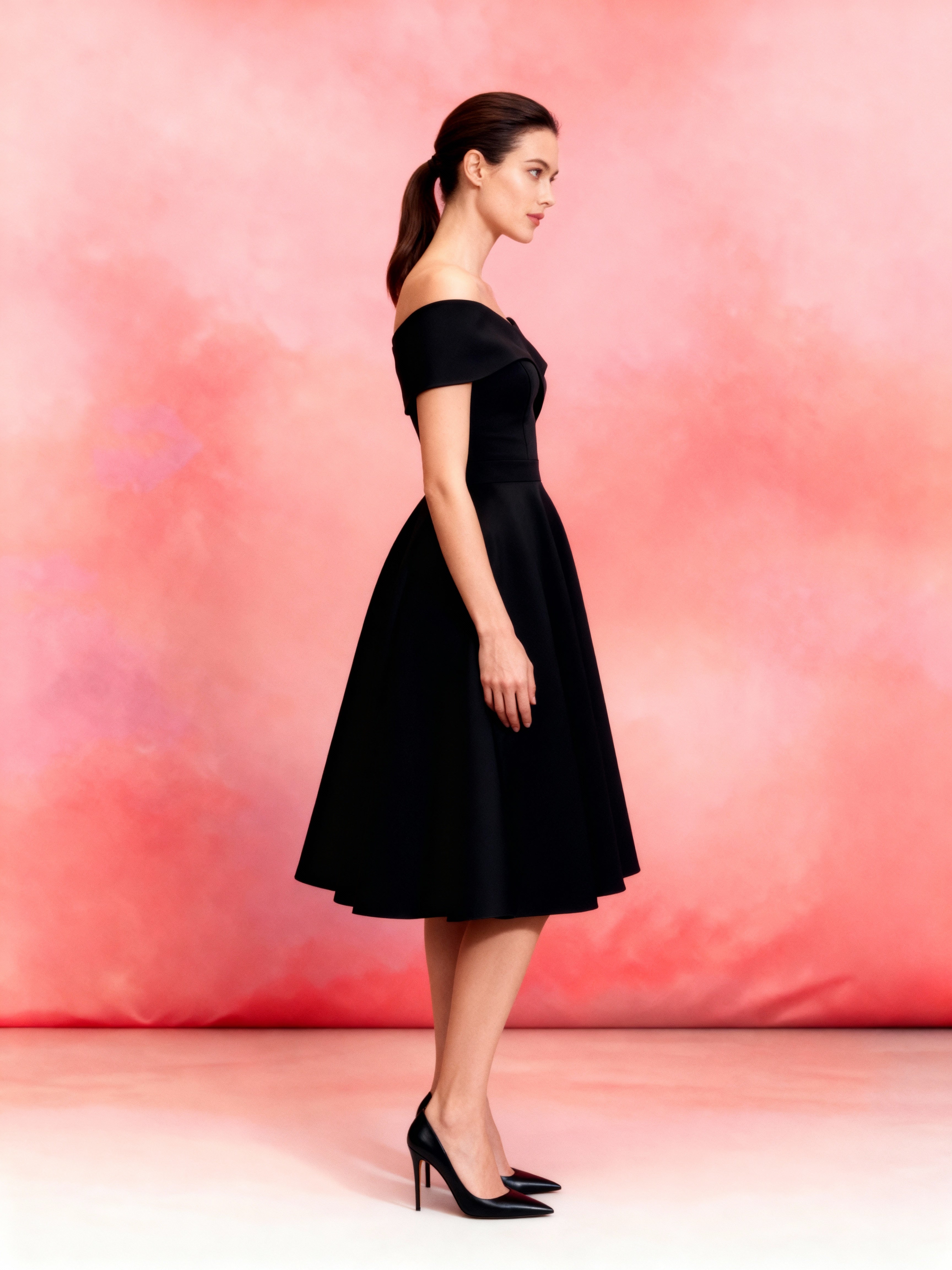 Sophia 1950s Off Shoulder Swing Dress