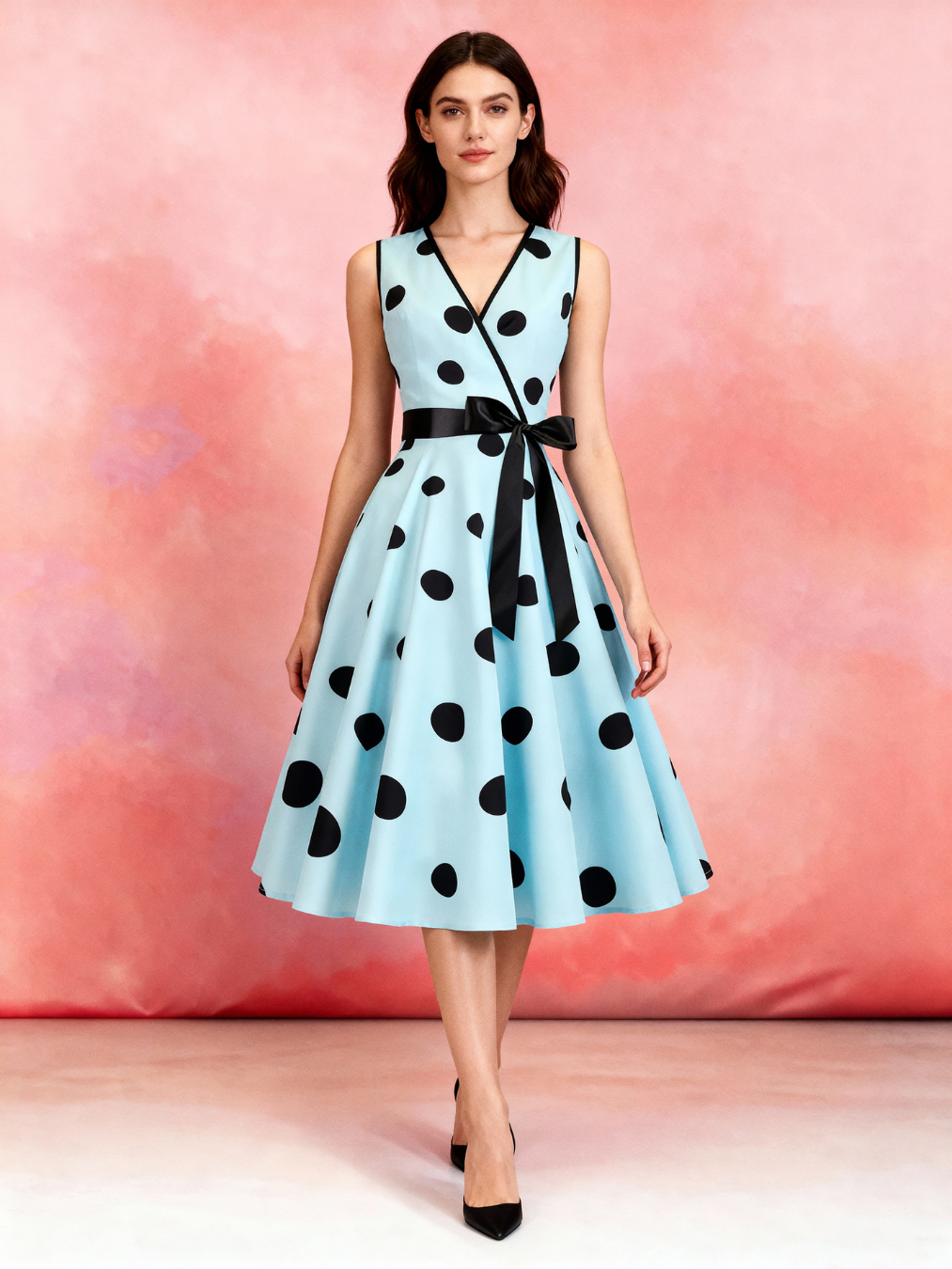 Brigitte 1950s Polka Dot Swing Dress