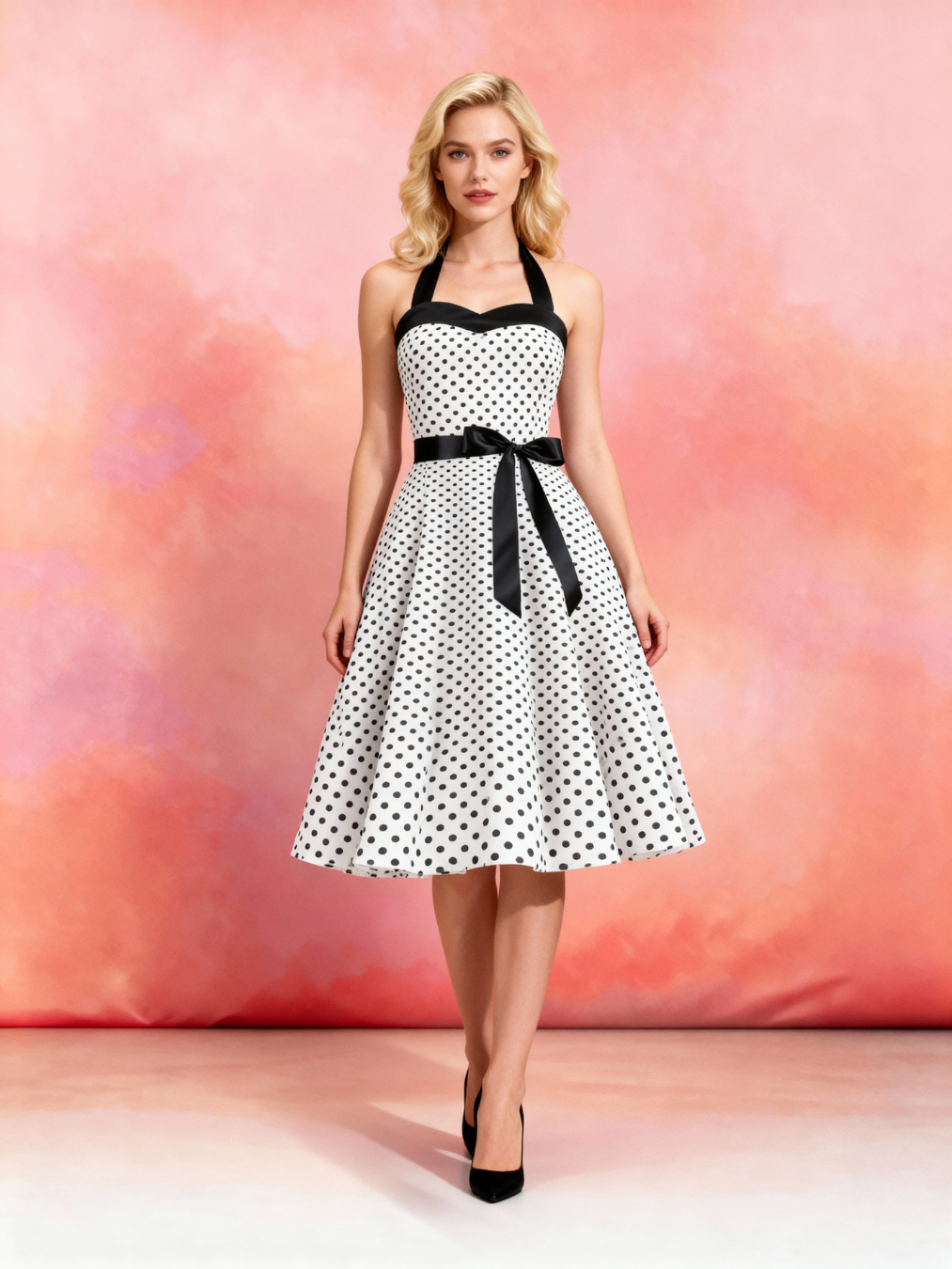 Bardot 1950s Polka Dot Swing Dress