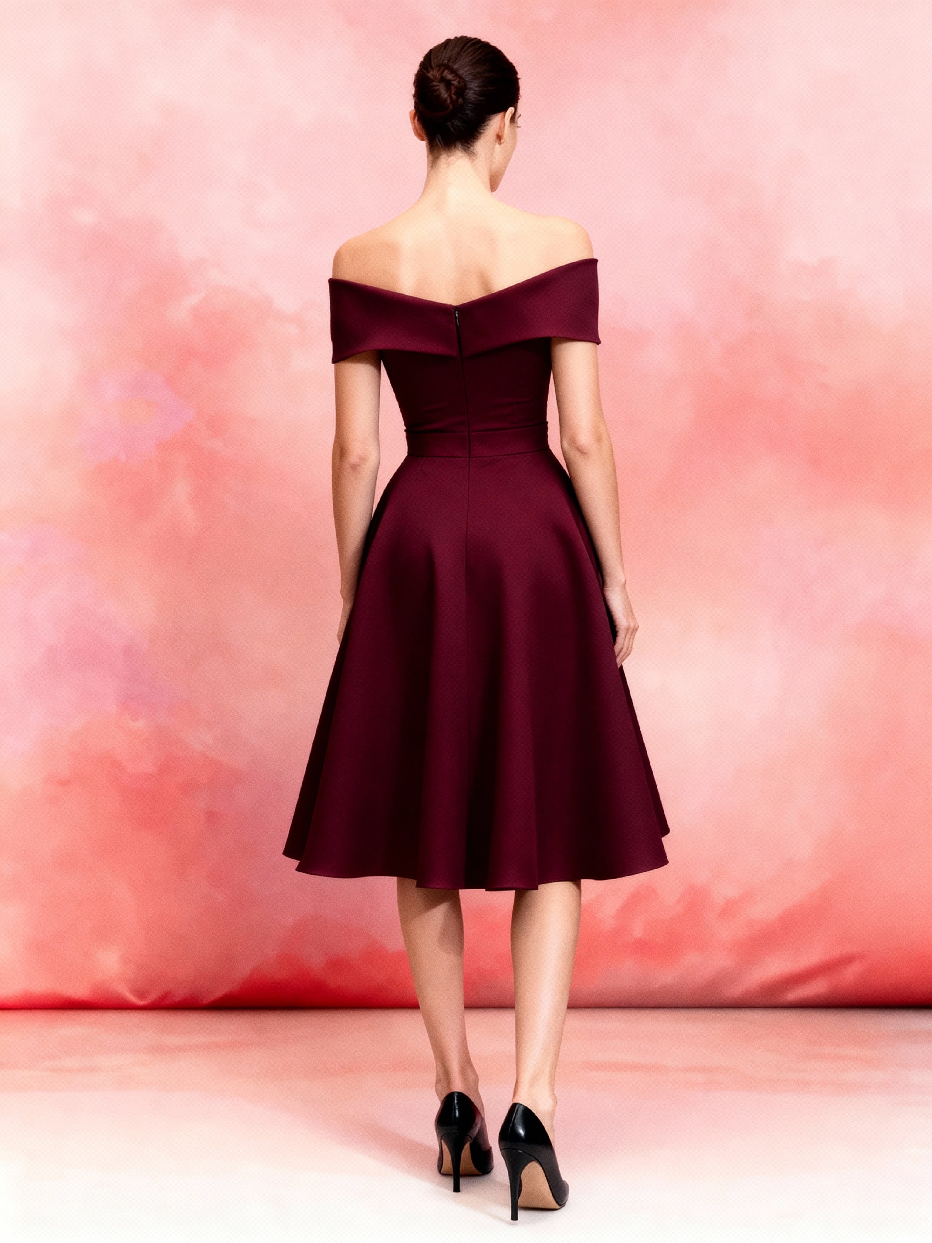 Sophia 1950s Off Shoulder Swing Dress