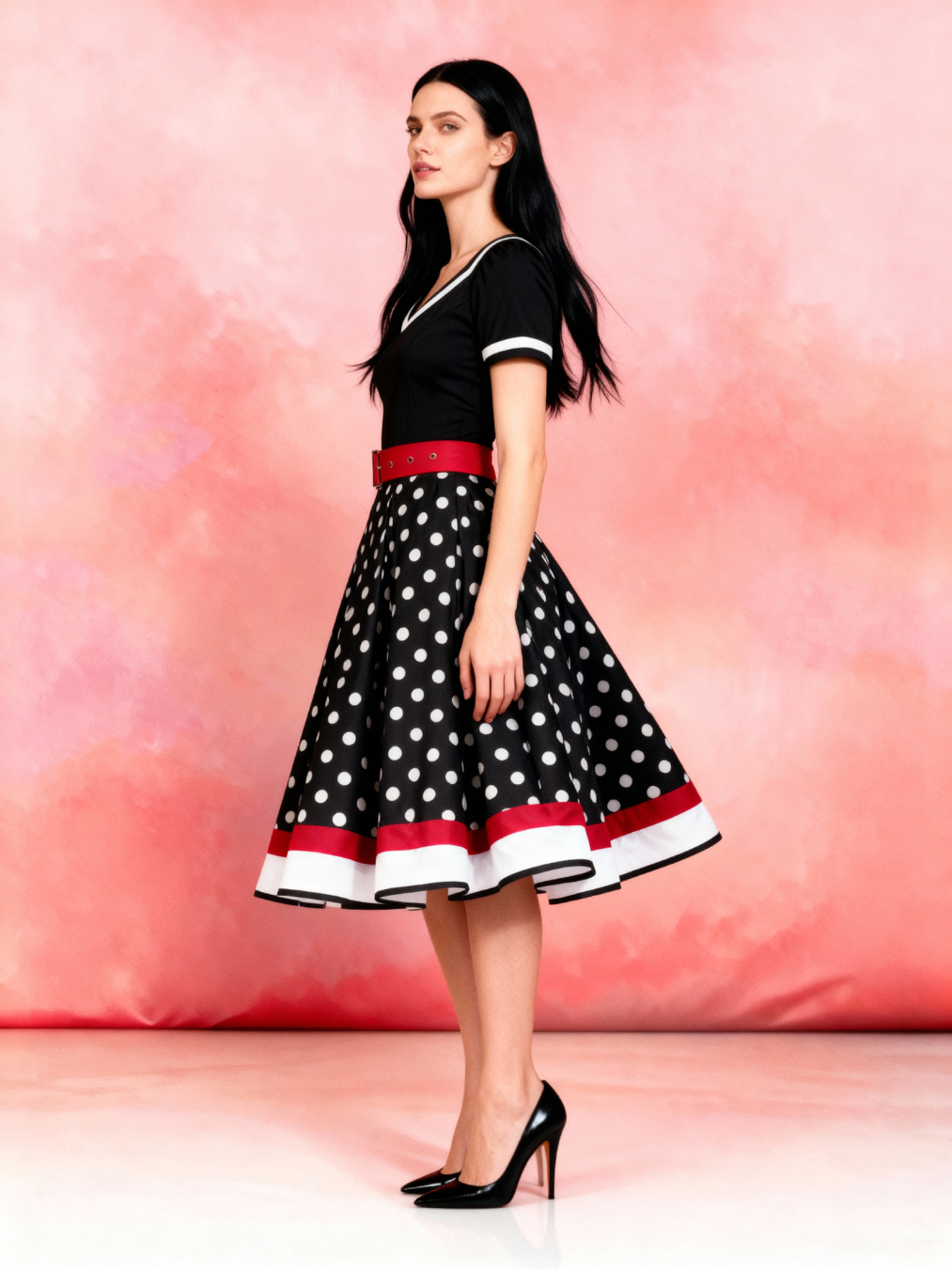 Dita 1950s Polka Dot Swing Dress