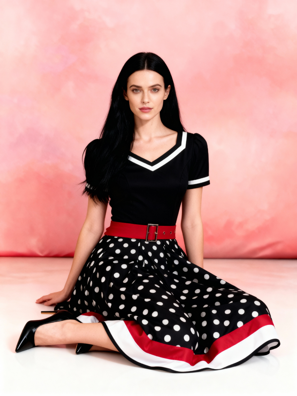 Dita 1950s Polka Dot Swing Dress