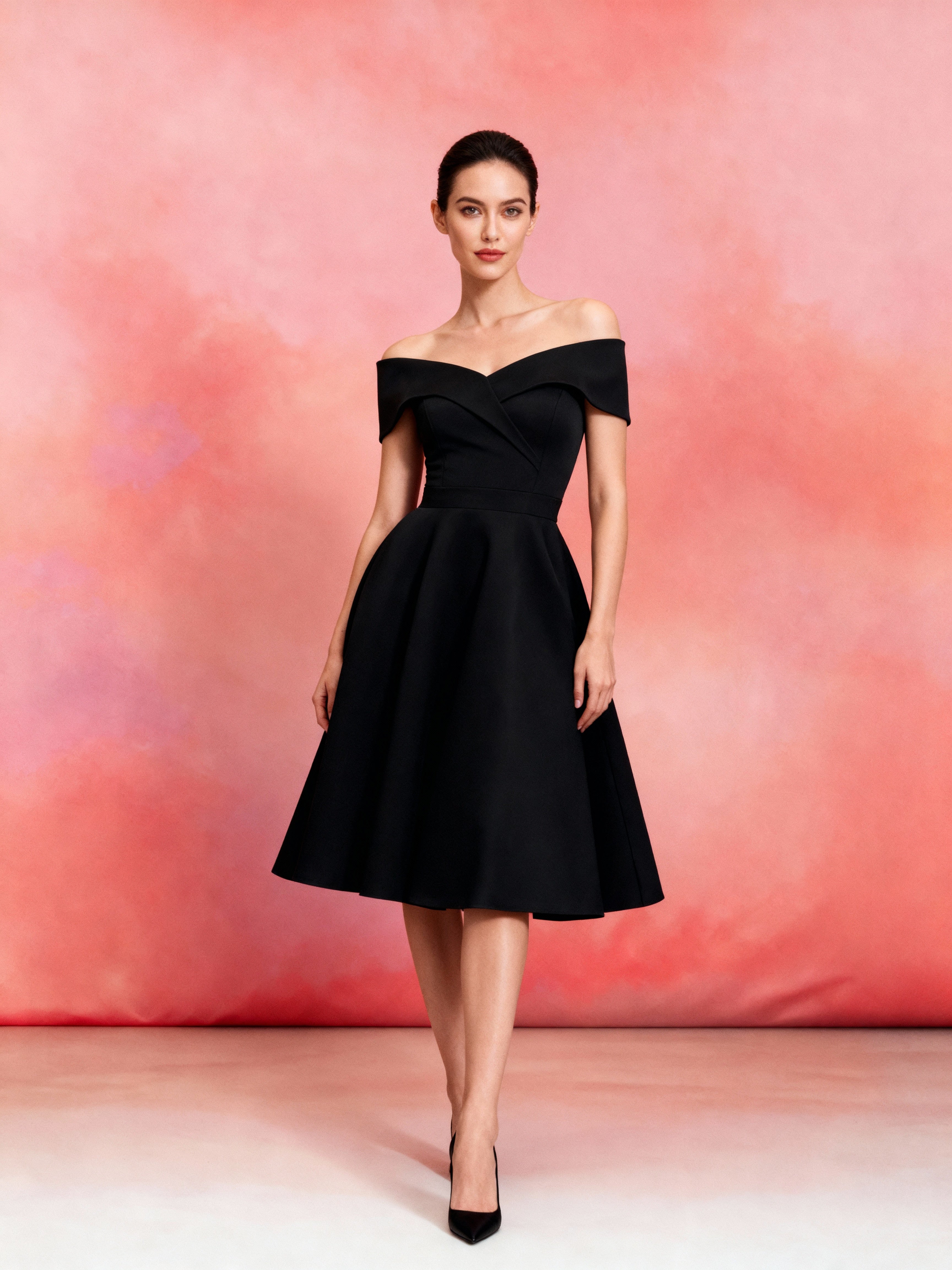 Sophia 1950s Off Shoulder Swing Dress