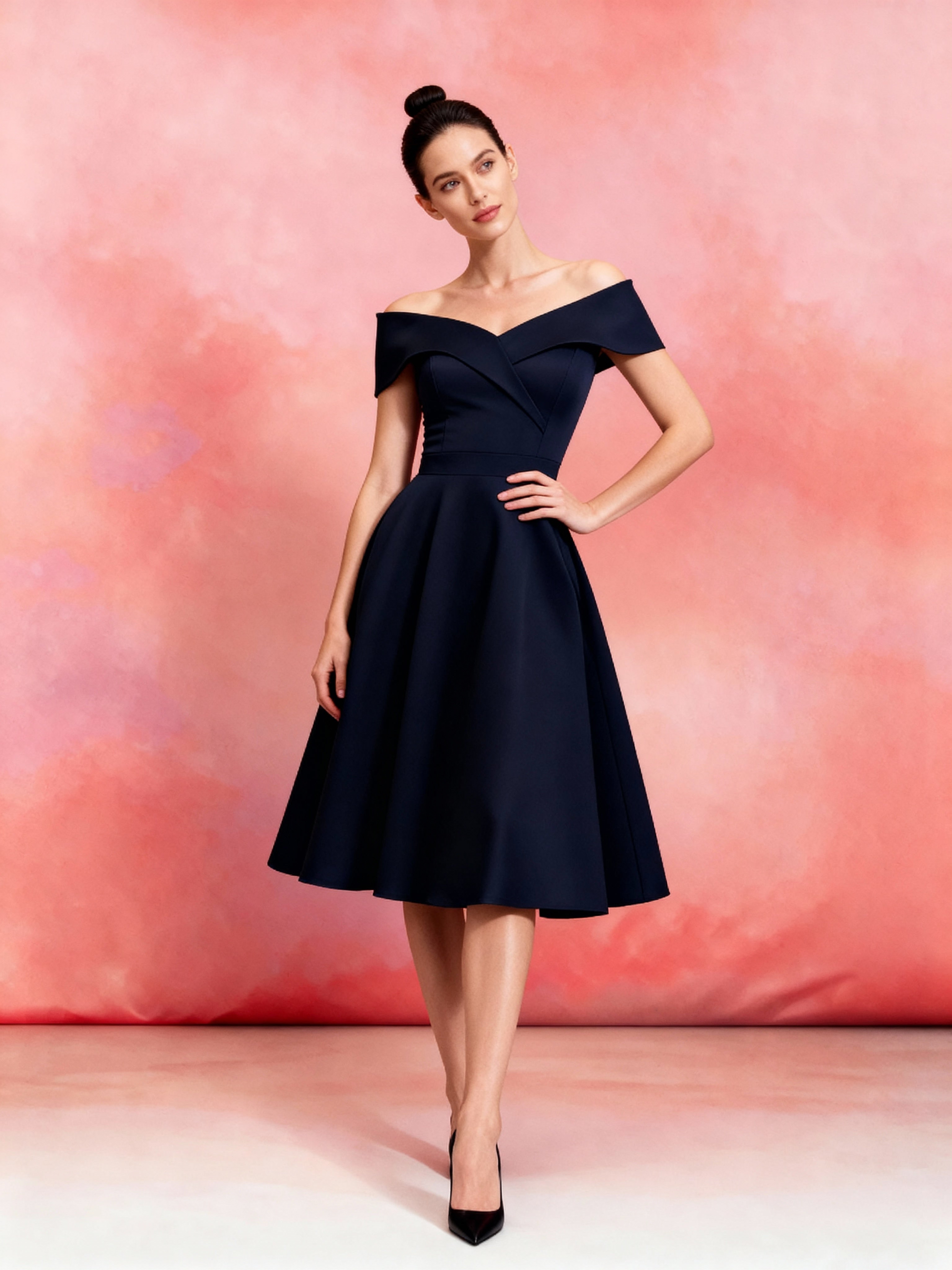Sophia 1950s Off Shoulder Swing Dress