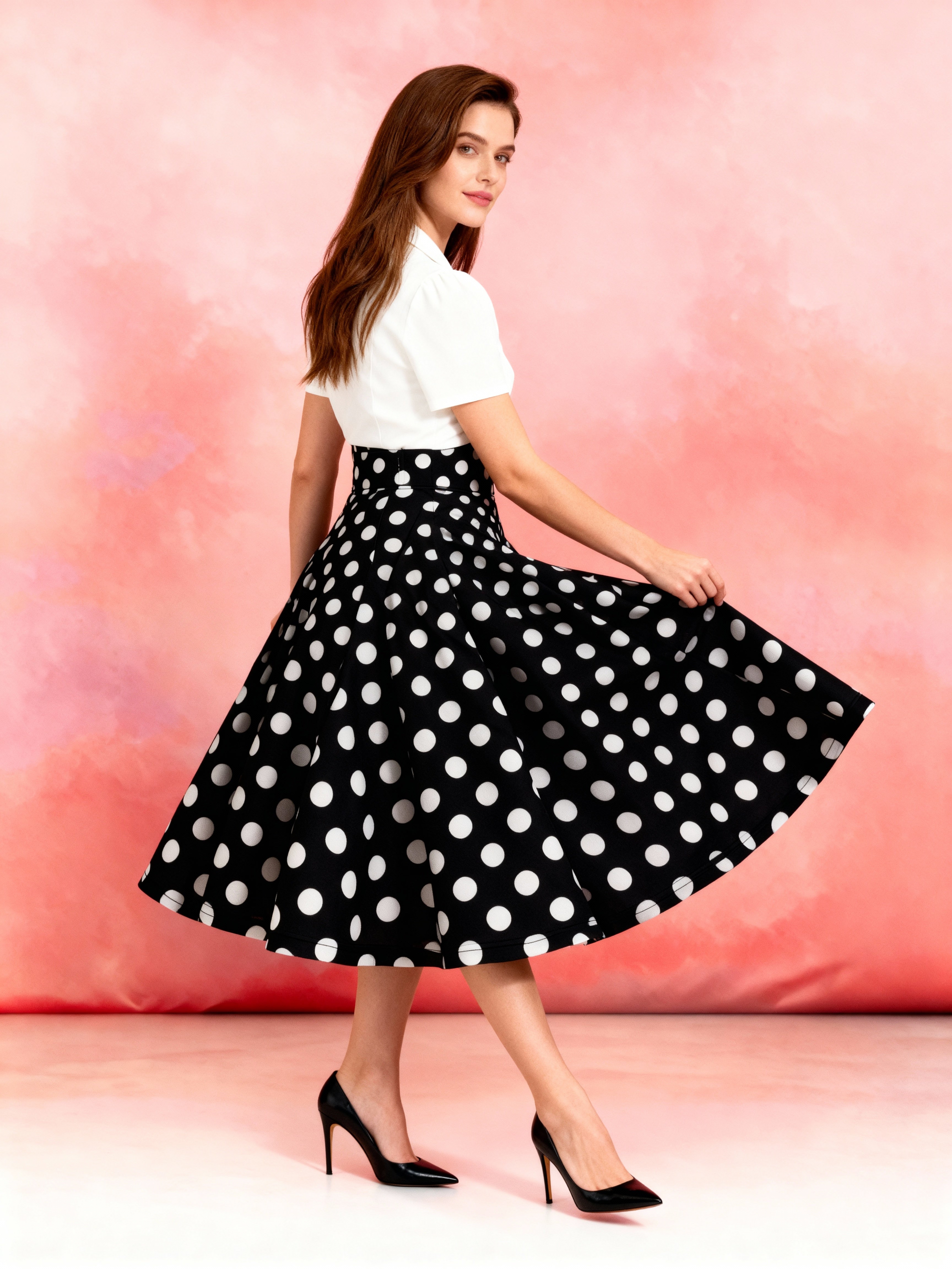 Kelly 1950s Polka Dot Shirt Swing Dress