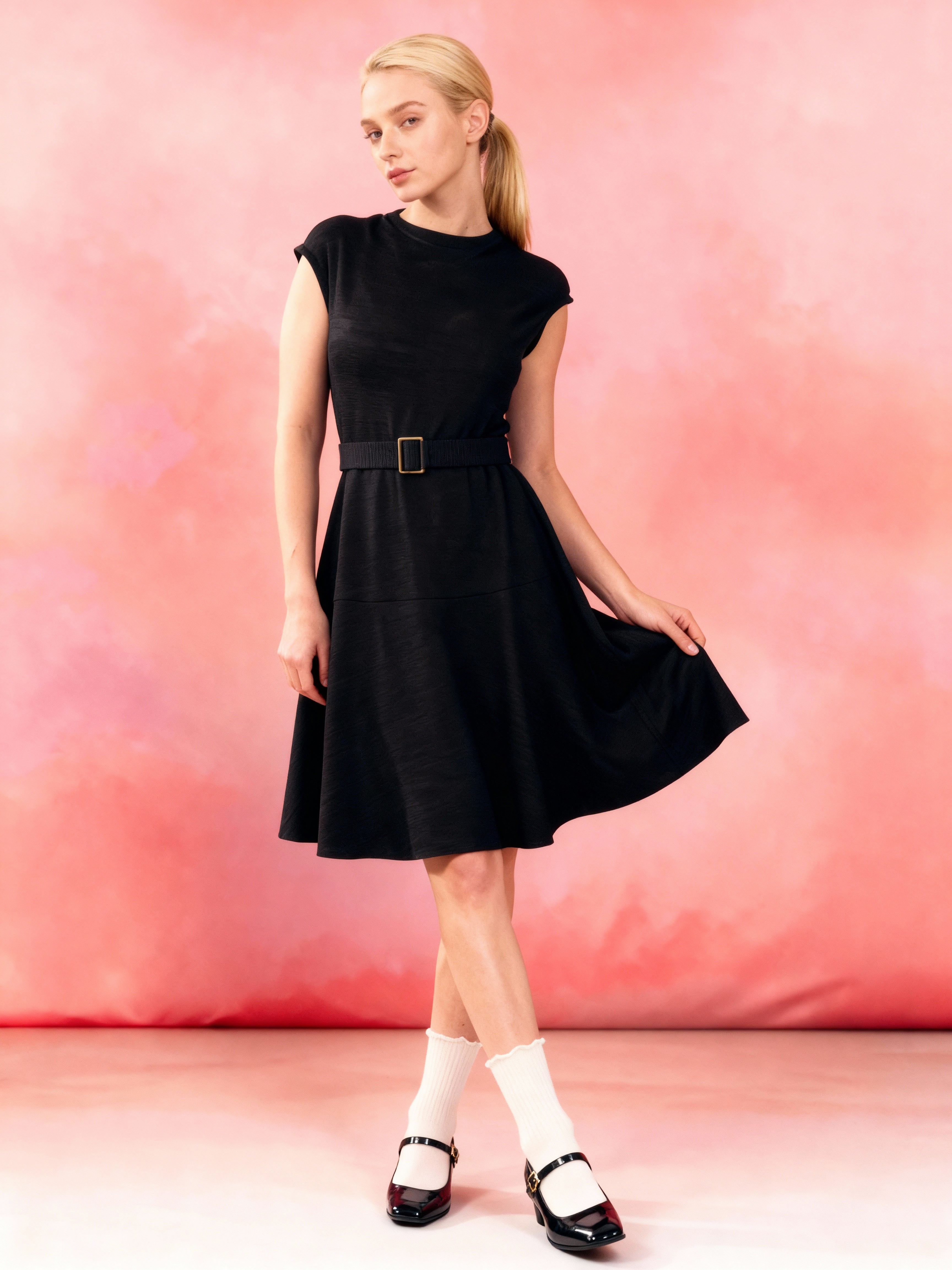 Katharine 1950s Belted A-line Dress