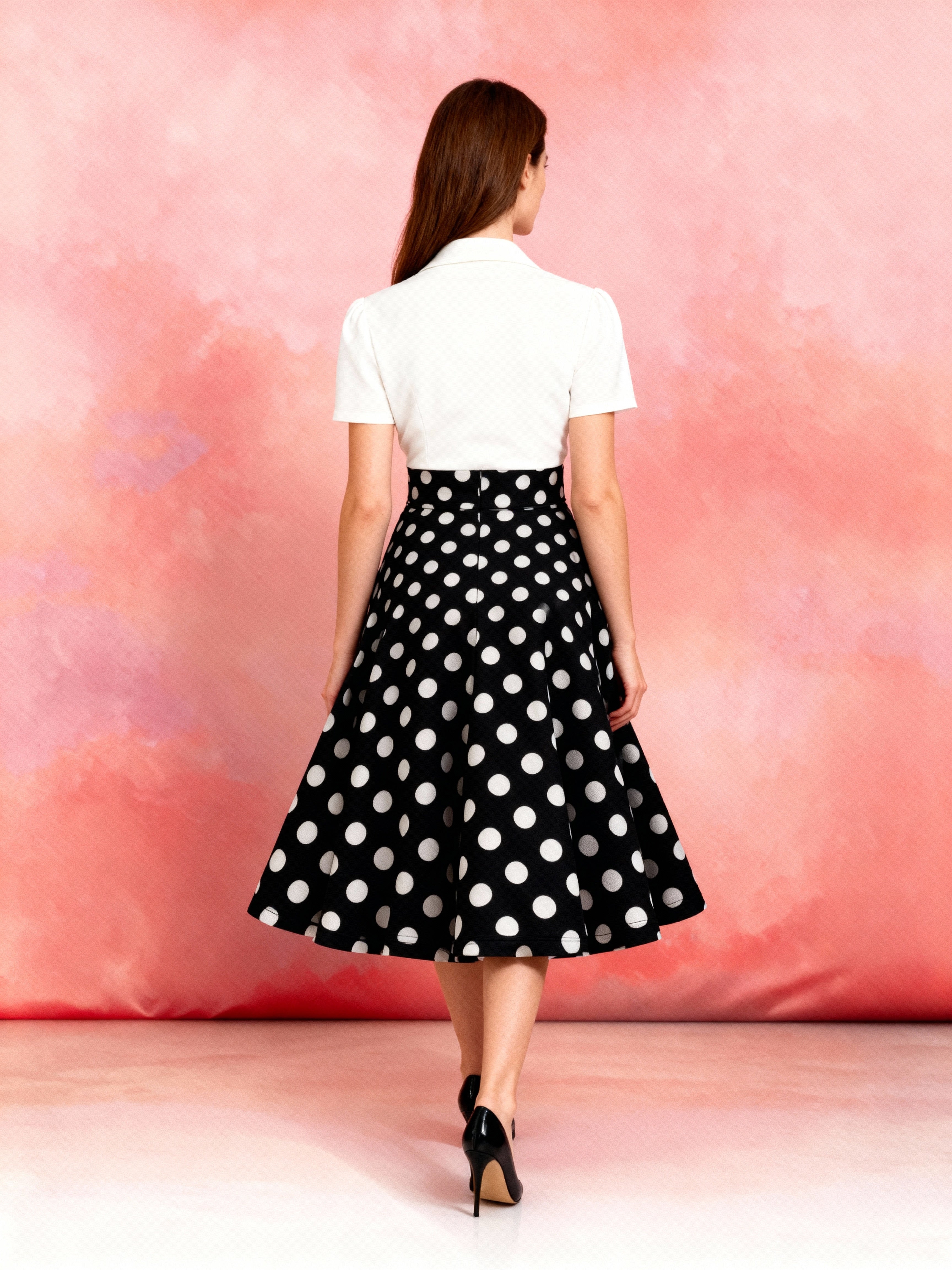 Kelly 1950s Polka Dot Shirt Swing Dress